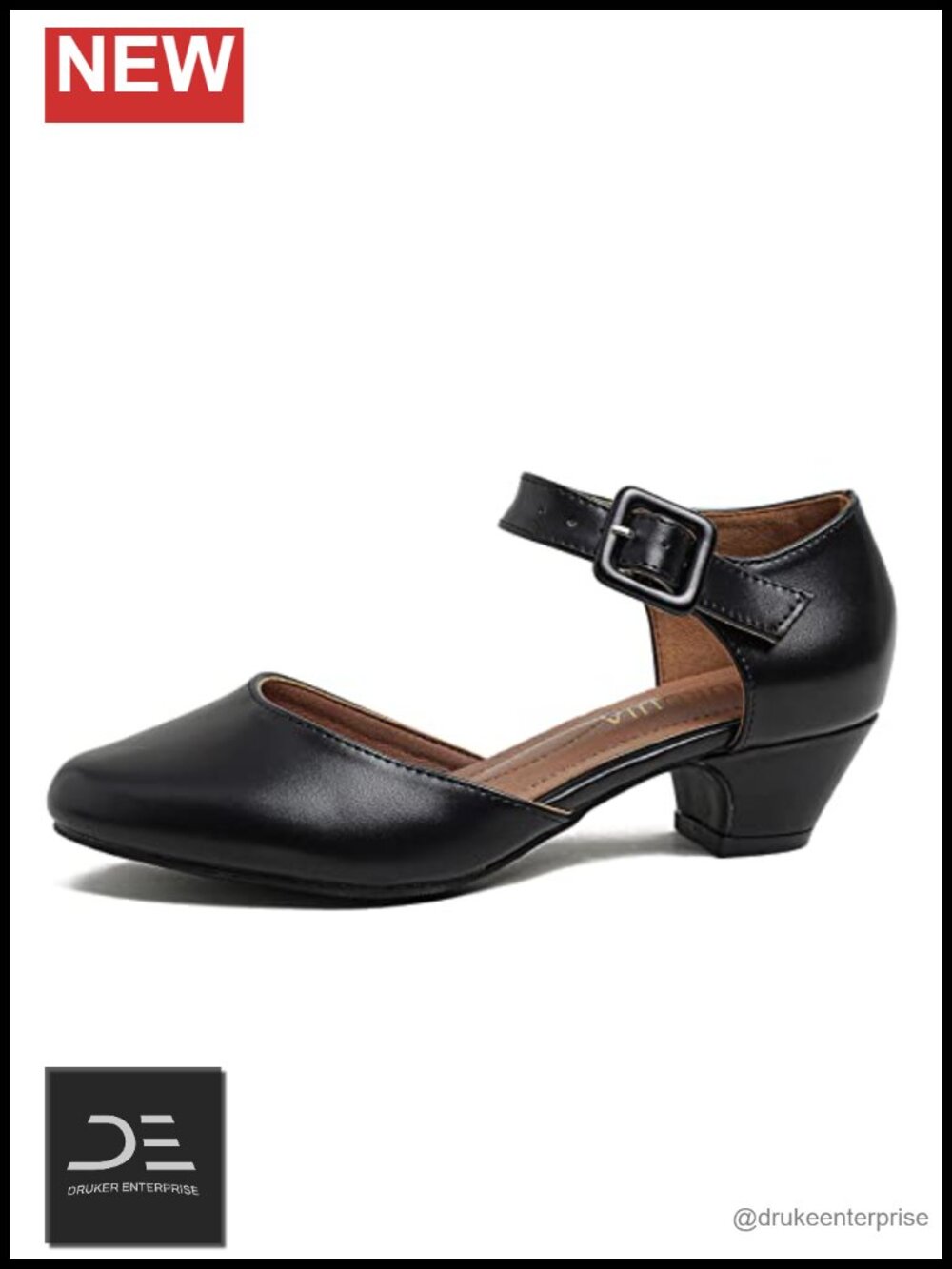 Women's Low Chunky Heel Pumps Ankle Strap Dress Shoes for Work Wedding Party